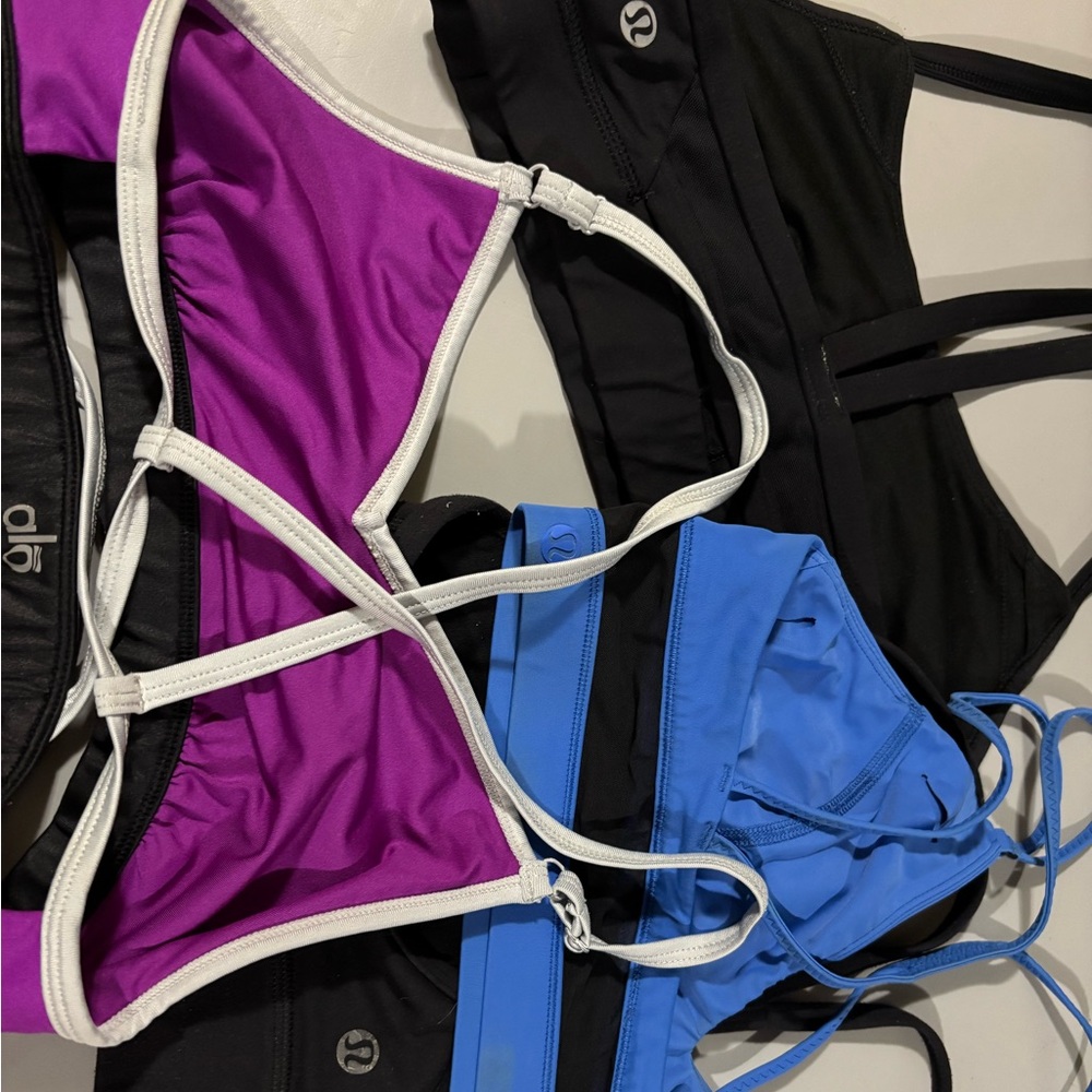 Alo and lululemon Purple and Blue Strappy Bras